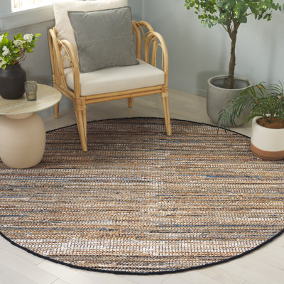 Cape Cod 153 Hand Woven Denim/Jute/Cotton Rug in Blue/Beige