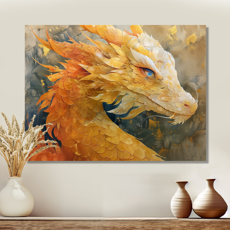 Wattson - Dragons Wall Art Living Room, H 30 po x l 40 po x P 1,5 po, Toile tendue