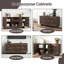 Buffet en bois 55,1 po Modern Wave Wave avec 3 portes et tablette réglable noyer foncé-108625262