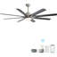 Ventilateur de plafond 66 po noir mat moderne avec lumière DEL, 8 pales, télécommande, moteur CC réversible-1088962510