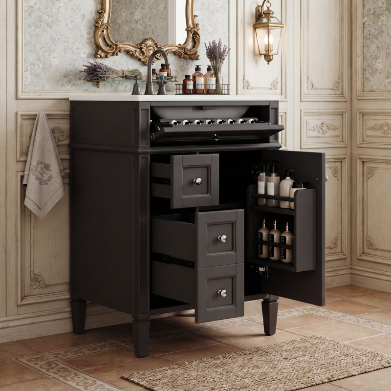 Ensemble de meuble-lavabo autoportant 24 po avec comptoir en céramique 24 po