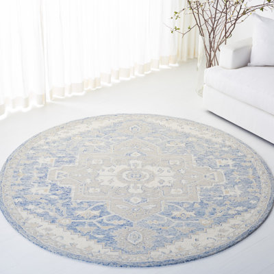 Tapis bleu / ivoire en laine / coton touffeté à la main Percy Lauren Ralph Lauren