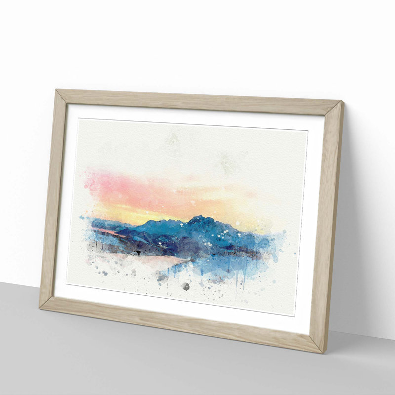 Mountains in Tromso Norway in Abstract - Framed Print, 62cm H x 87cm W x 2cm D, Oak Framed