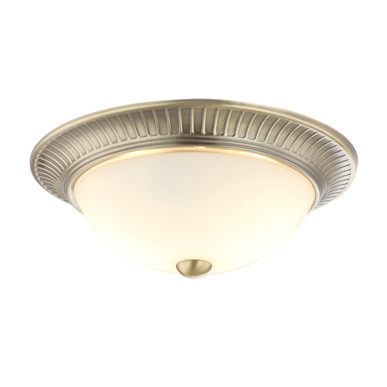 Pudsey Traditional Metal Flush Ceiling Light Fitting with Opal Glass Diffuser