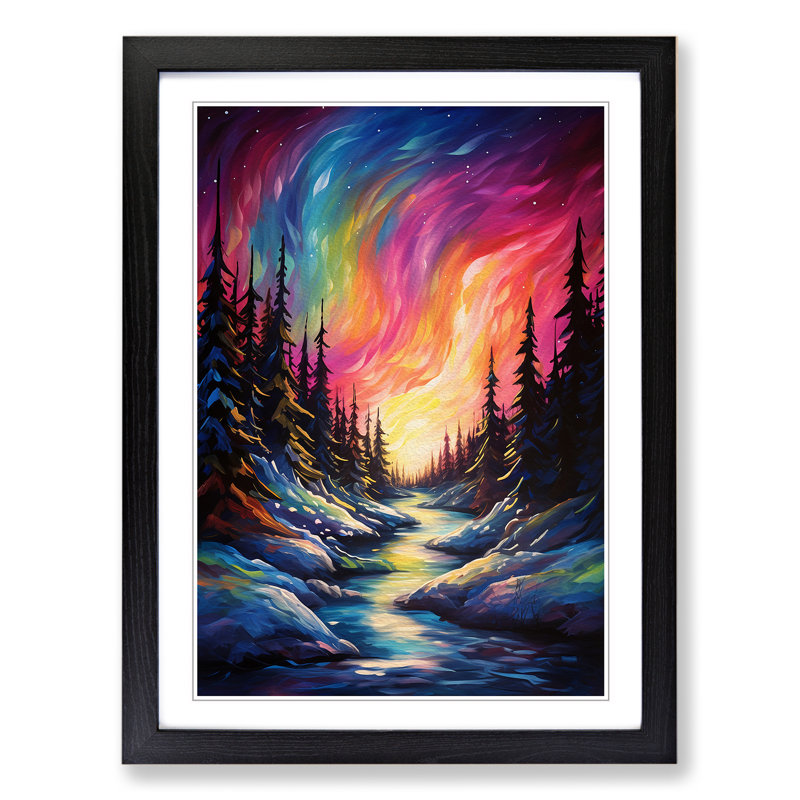 Single Picture Frame Print on Wood, 46cm H x 34cm W, Black Framed