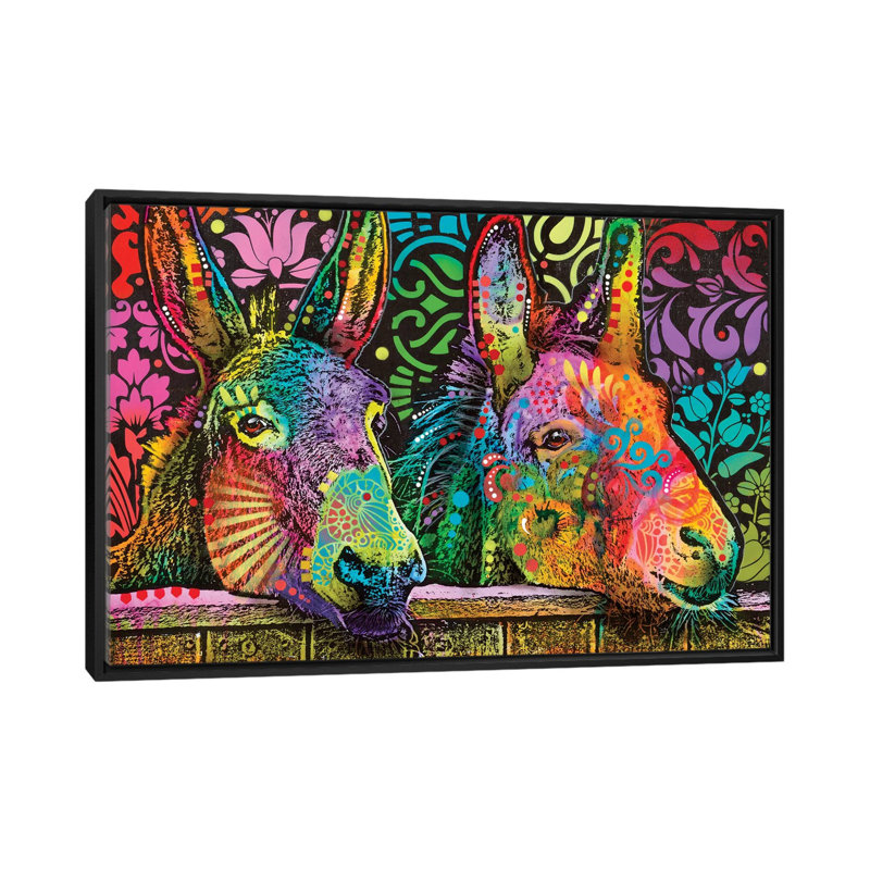 «Donkeys», reproduction d'impression sur toile, H 18 po x l 26 po x P 1,5 po, Toile avec cadre noir