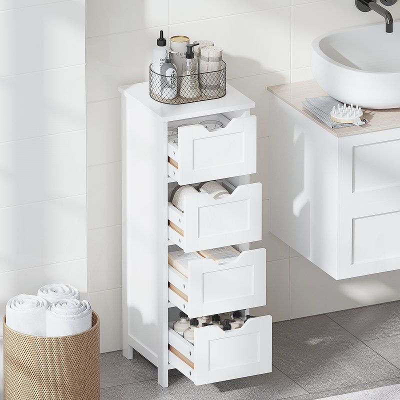 Armoire de salle de bain avec 4 tiroirs, rangement autoportant