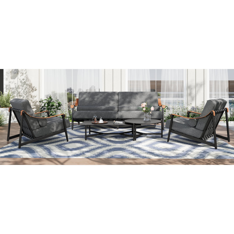 4 - Person Outdoor Conversation Set With Cushions & Two Coffee Tables