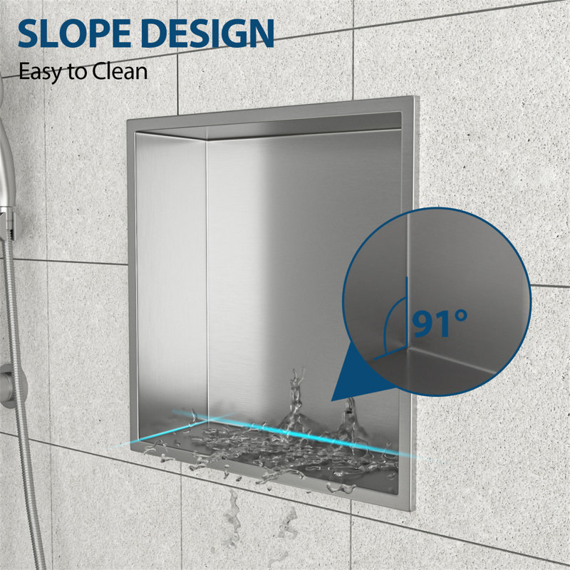 Niche de douche en acier inoxydable 12 po x 12 po, Nickel brossé