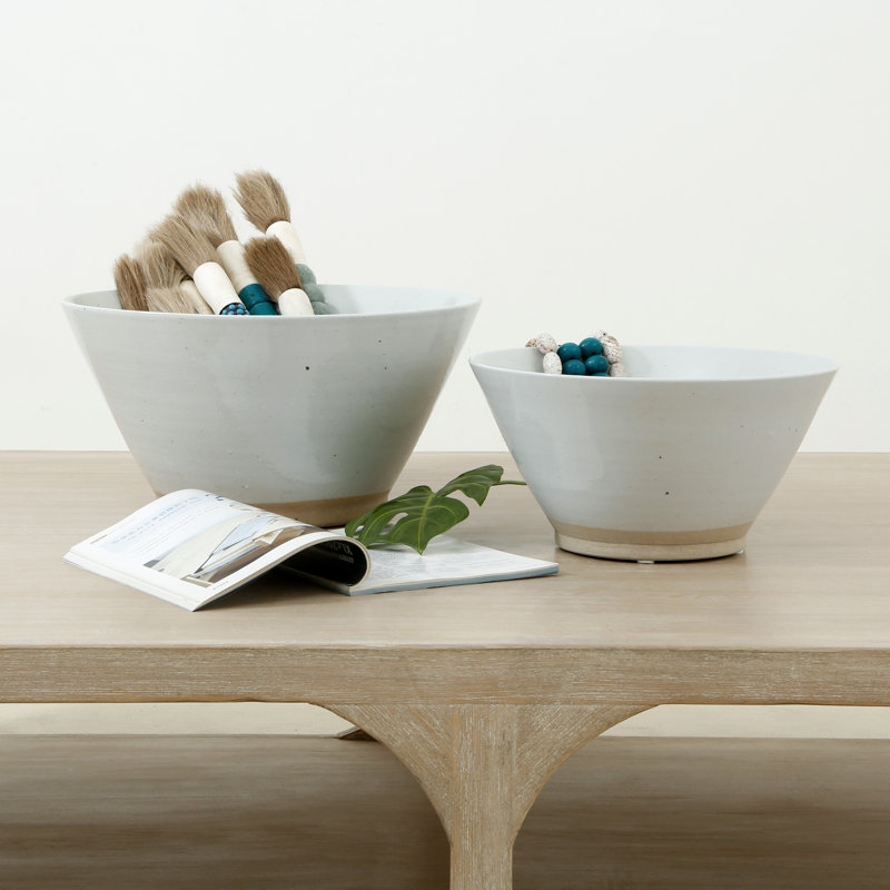 Bol décoratif en porcelaine blanche Pelham, H 7,09 po x l 13,78 po x P 13,78 po