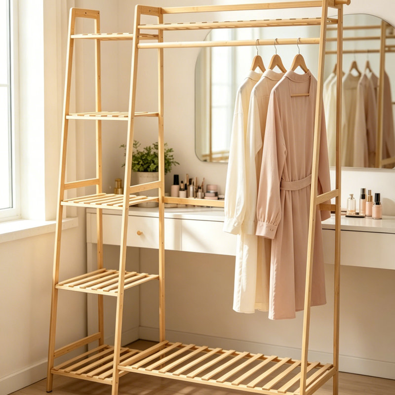 Adjustable Clothing Rack, Brown
