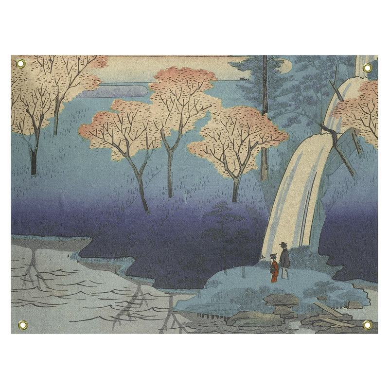 Tapisserie murale chiyogaike étang avec fleurs Macintyre, H 37,5 po x l 27,5 po, Bleu