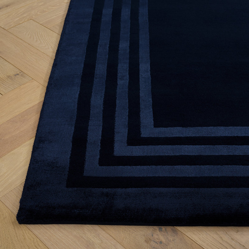 Ellington Border Hand Knotted, 70% Wool And 30% Viscose, Saphire Area Rug, Rectangle 10' x 14'