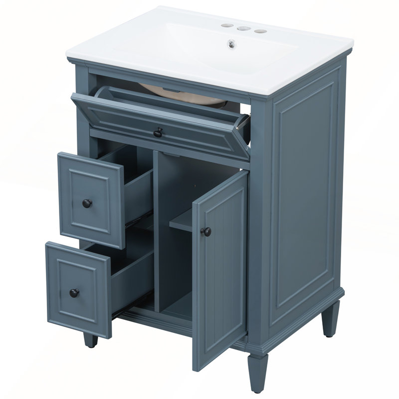 Meuble-lavabo 24 po avec lavabo, Bleu gris