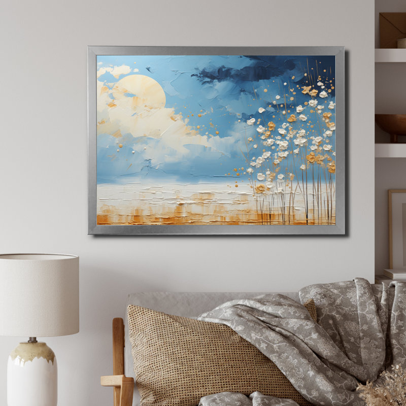 Nuage de prairies collages - impression, Cadre photo argenté, H 16 po x l 32 po x P 1 po