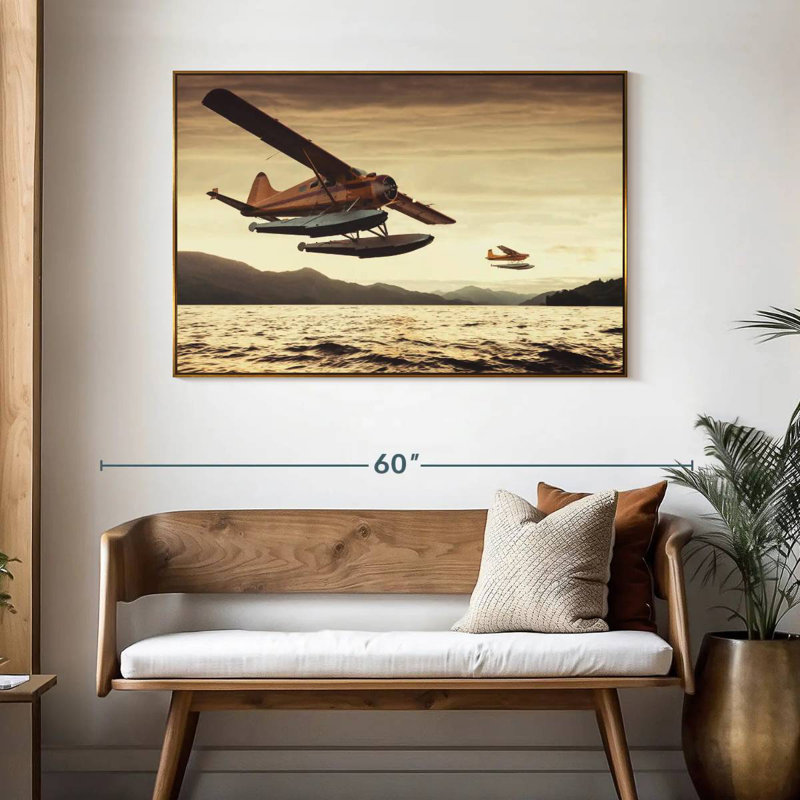 Float Planes, 46" X 31", Floating Frame Gold