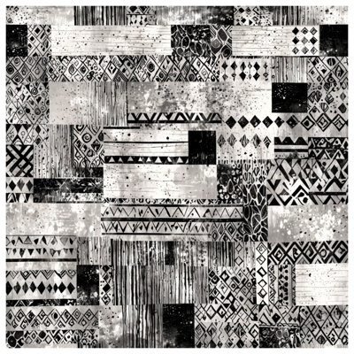 Édredon noir et blanc à motifs tribaux