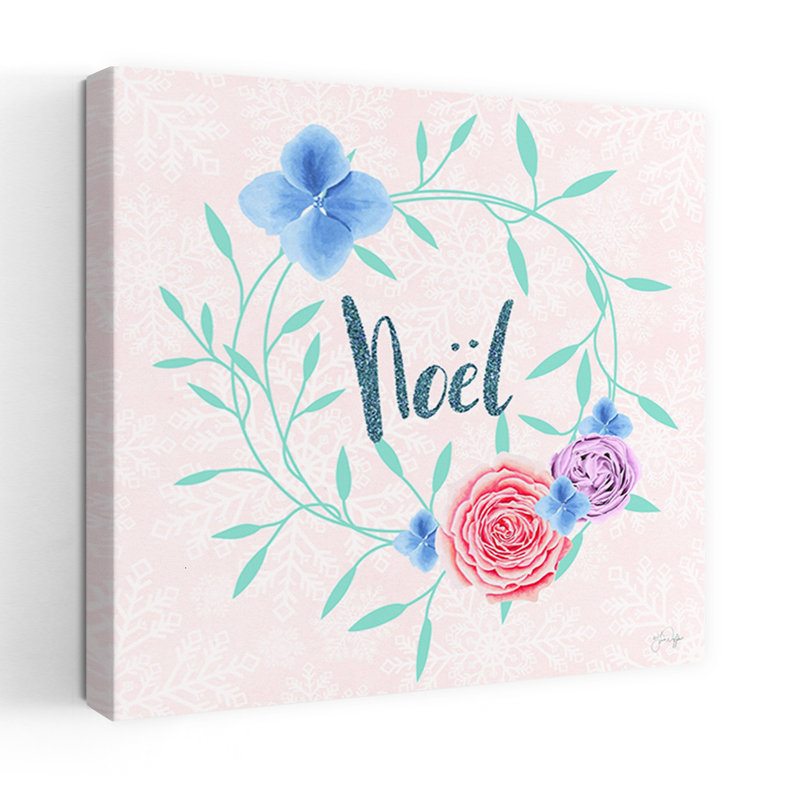 Pastel Noel Wreath, art contemporain, H 24 po x l 24 po
