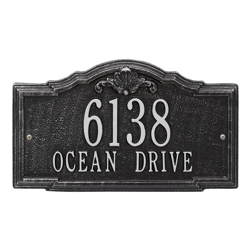 Plaque d'adresse murale personnalisée sur 2 lignes Gatewood, Noir / argent, Oui