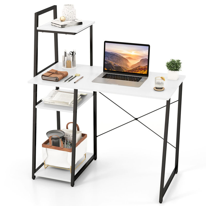 Amarea Metal Base Computer Desk, White