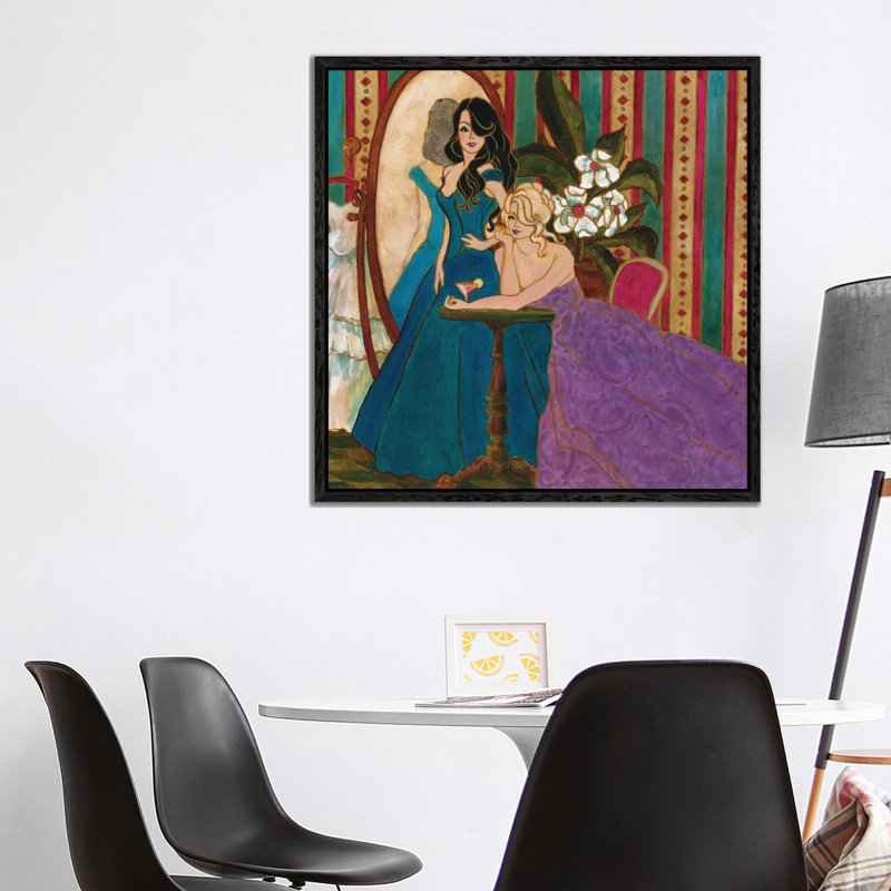 Divas At The Mirror by Malenda Trick - Floater Frame Gallery-Wrapped Canvas Giclée on Canvas, Black