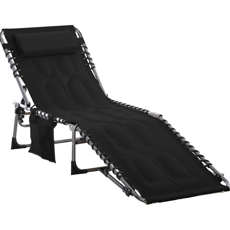 Chaise de plage extérieure - 6 niveaux, inclinable, rembourrée, pour cour, patio, piscine, camping