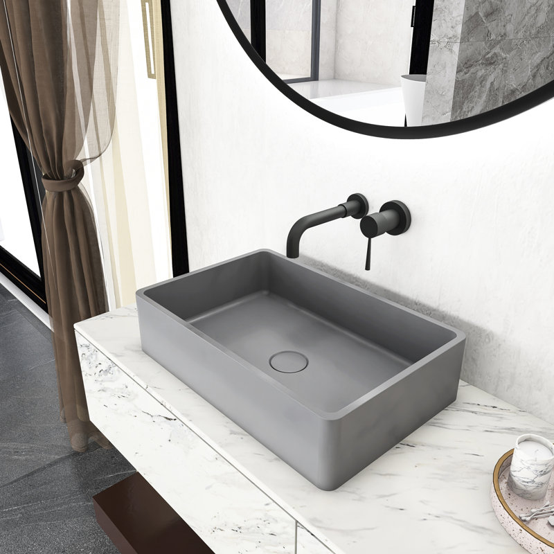 19,83 pouces de béton gris au-dessus du comptoir, esthétique et pour la salle de bain améliore la température rectangulaire avec une bonne esthétique
