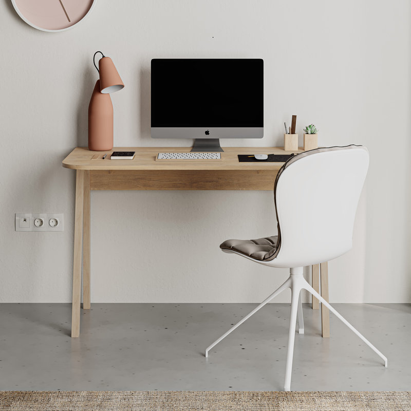 Luton Modern Desk Minimal & Contemporary Home Office Desk with Solid Wood Legs, Saphire Oak