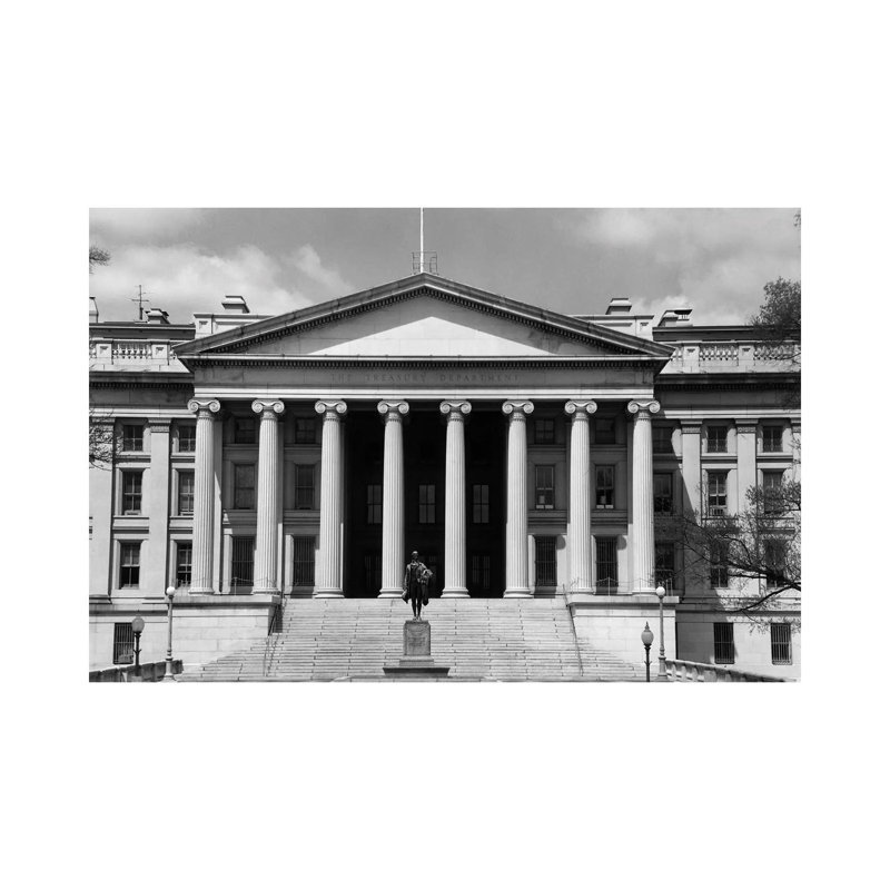 1950s-1960s Front Of The Treasury Building Washington DC USA by Vintage Images - Wrapped Canvas Gallery-Wrapped Canvas Giclée