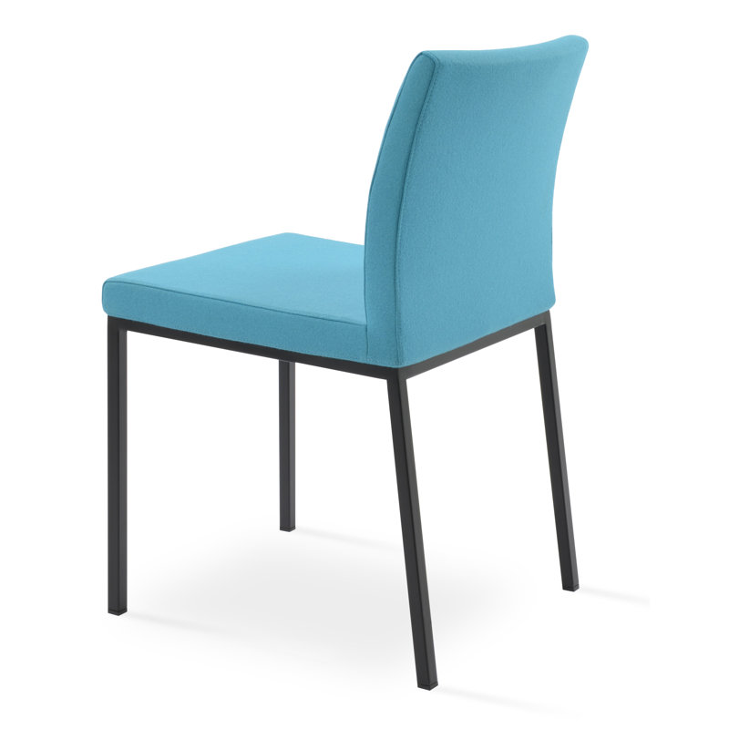 Chaise d'appoint en métal Aria, Laine turquoise, Noir