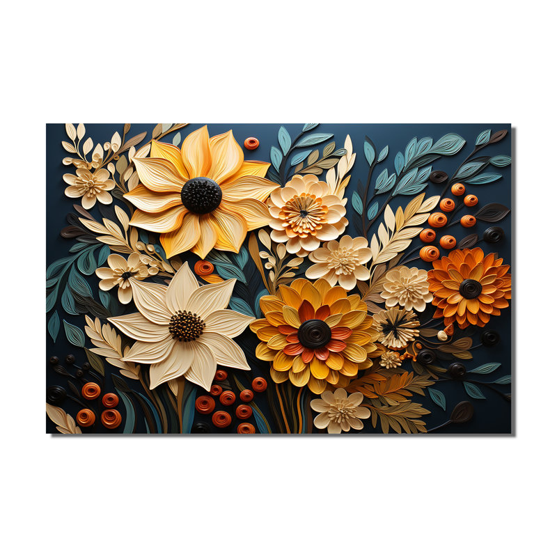 Abstrait, symphonie de tournesols, art mural sur toile florale