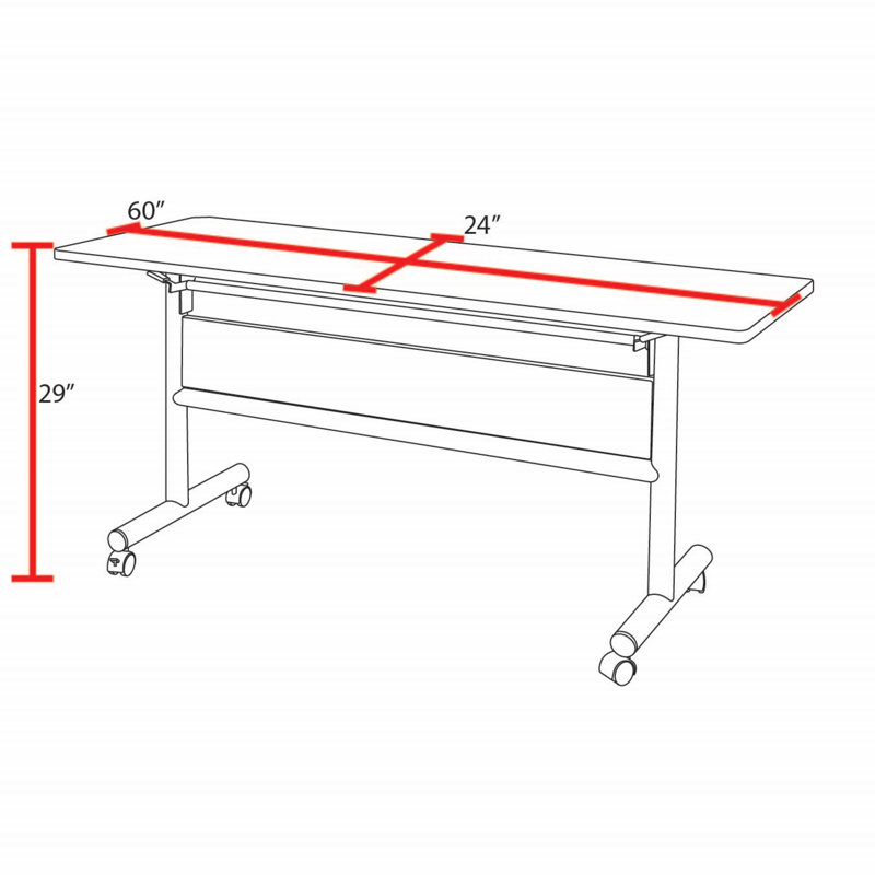 Malikka Rectangle 2 Person Flip Top Training Table and Chair Set with Modesty Panel, Gray, 29" H x 60" W x 24" W