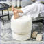Repose-pieds de style moderne avec repose-pieds en molleton pour salon | Crème / blanc | Polyester