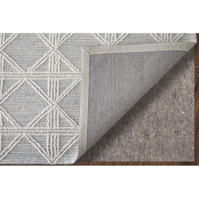 Corwin Hand Knotted Wool Geometric Area Rug in Gray, Rectangle 3'6" x 5'6"