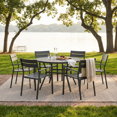 6-Person Patio Dining Set With Metal Chairs