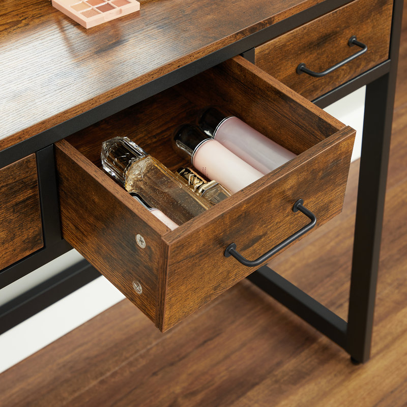 Hans Dressing Table with Mirror, Rustic Brown/Black