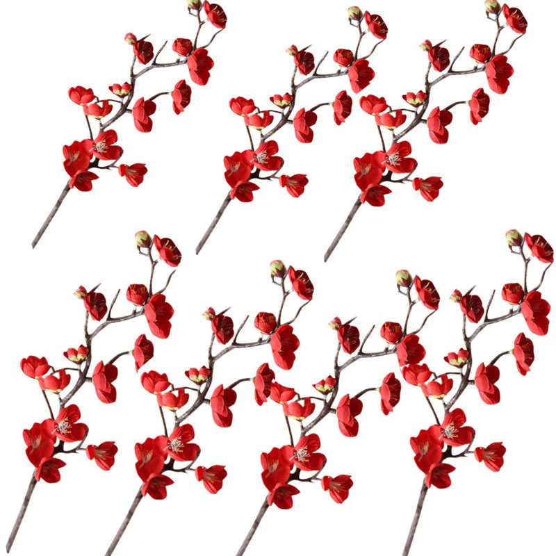 Paquet de 7 fleurs artificielles prune de 245 pouces à haute simulation de fleurs de soie, de branches d'arbres et de feuillage pour bricolage couronne de mariage, bouquet de table, centres de table, décoration de fête