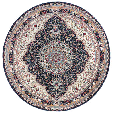 Prime Traditional Navy Blue Machine Made Area Rug