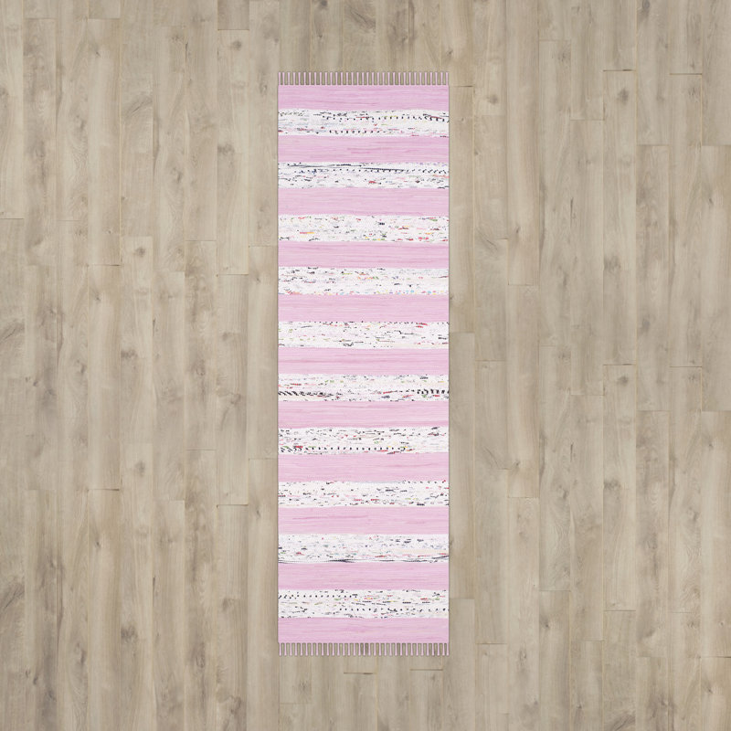 Figuig Hand Woven Cotton Striped Rug, Runner 2'3" x 7'
