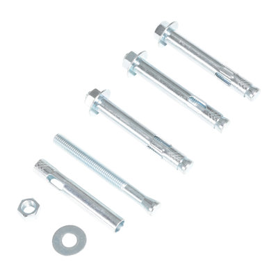 Vestil AS-584-4PK 4 Piece Steel Concrete Anchor Four Bolt Kit, 5/8" Diameter x 4" Length