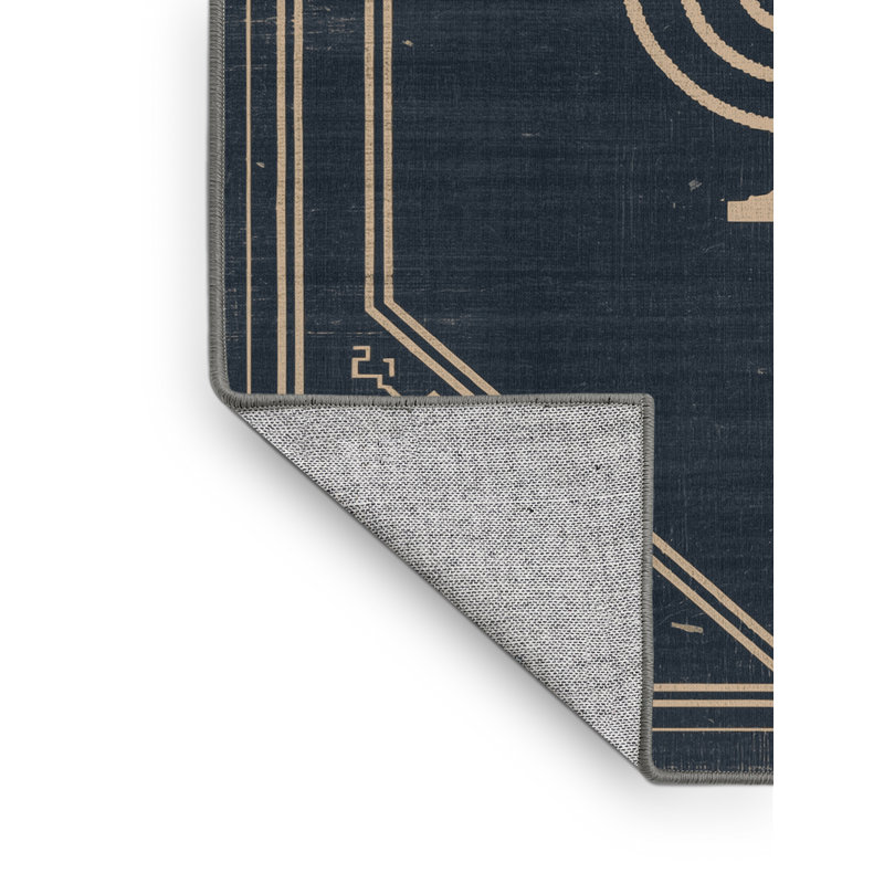 Tapis abstrait moderne et contemporain lavable à la machine Alexa Hanukkah - Reliure grise, 2 pi x 3 pi