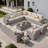 12 - Person Patio Furniture Set with Swivel Rocking Chairs, Outdoor Wicker Rattan Sectional Seating Group with Cushions, All Weather Sofa Conversation Set with Table for Garden Backyard-136046279