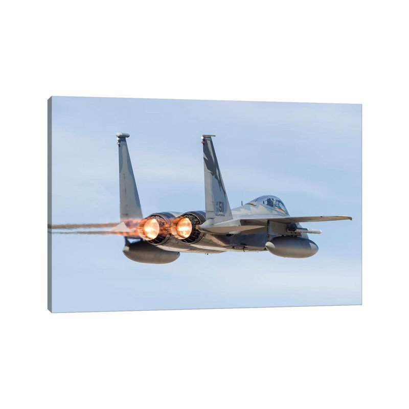 A US Air Force F-15C Eagle Taking Off From Nellis Air Force Base by Rob Edgcumbe - Wrapped Canvas Print