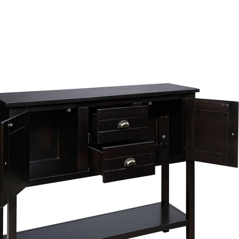 Buffet rétro en bois massif avec rangement, pour couloir - armoire de 48 po, beaucoup d'espace, Espresso