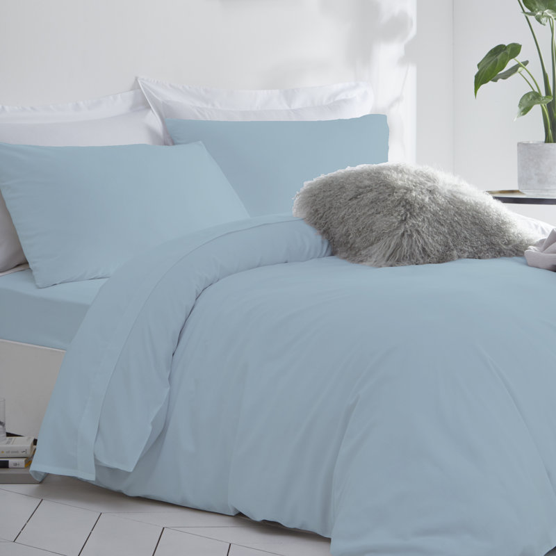Purity Home 300TC 100% Organic Cotton Duvet Set, Double Duvet Cover + 2 Standard Pillowscases, Blue