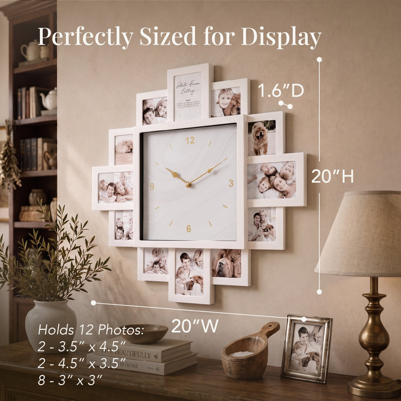 Horloge murale Yamikani, White, Marble