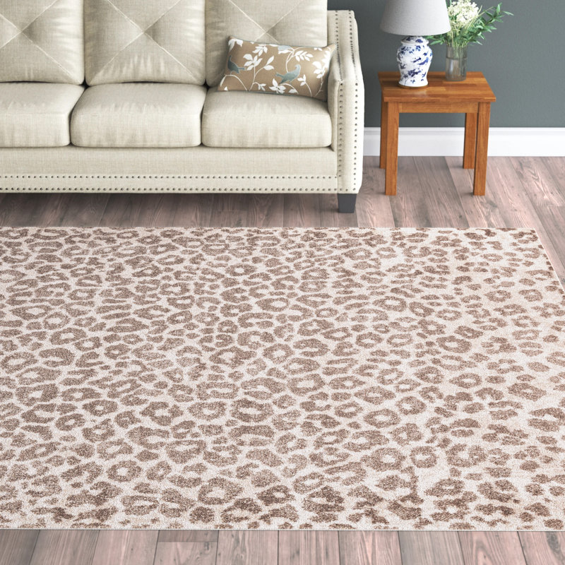 Tapis brun à imprimé animal Schiffman, Rectangle 6 pi x 9 pi