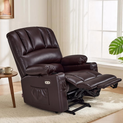 Fauteuil inclinable électrique avec massage thermique et vibratoire, similicuir