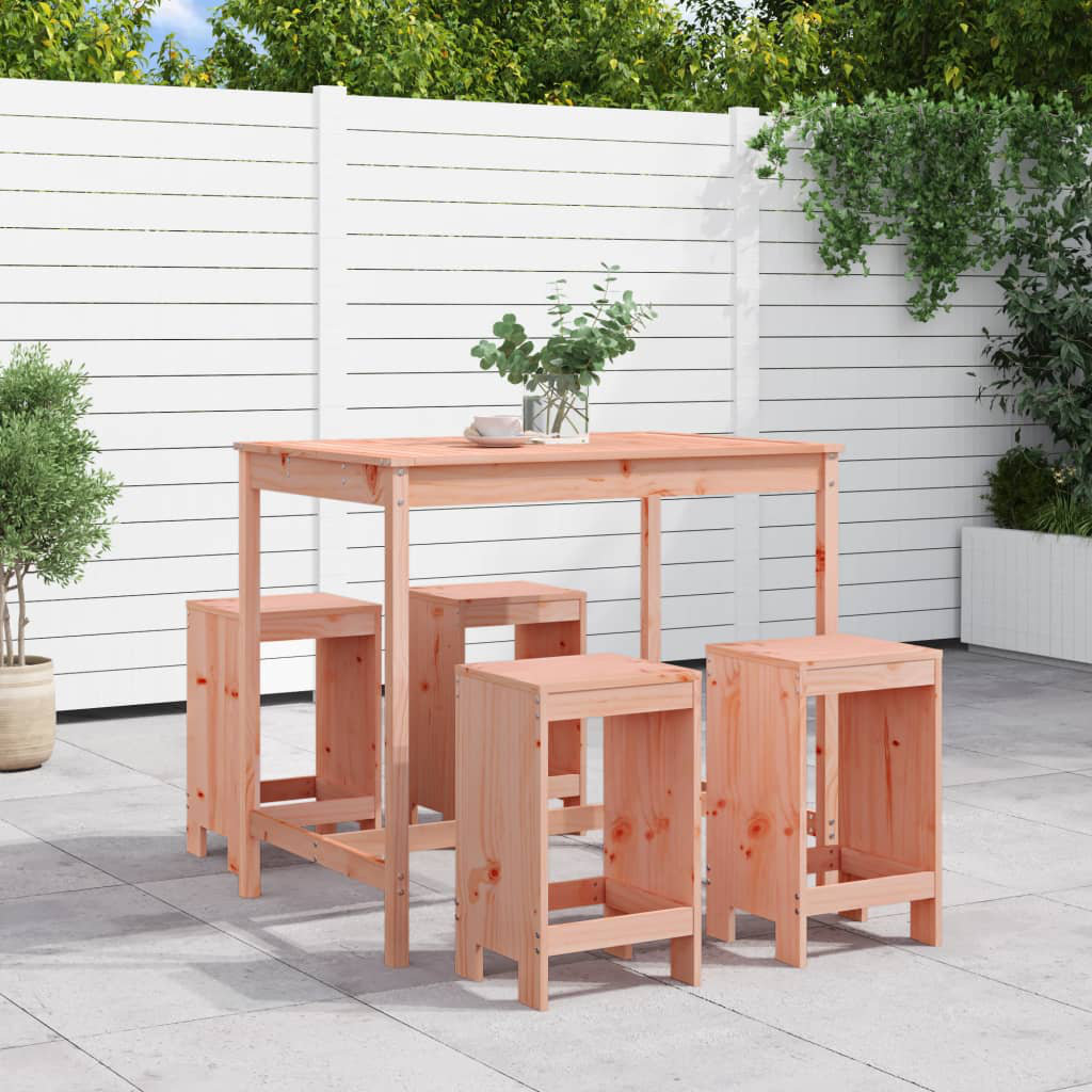 Vidaxl 5 Piece Garden Bar Set Black Solid Wood Pine