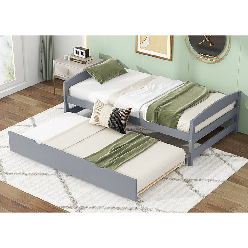 Lit plateforme avec lit gigogne, Gris